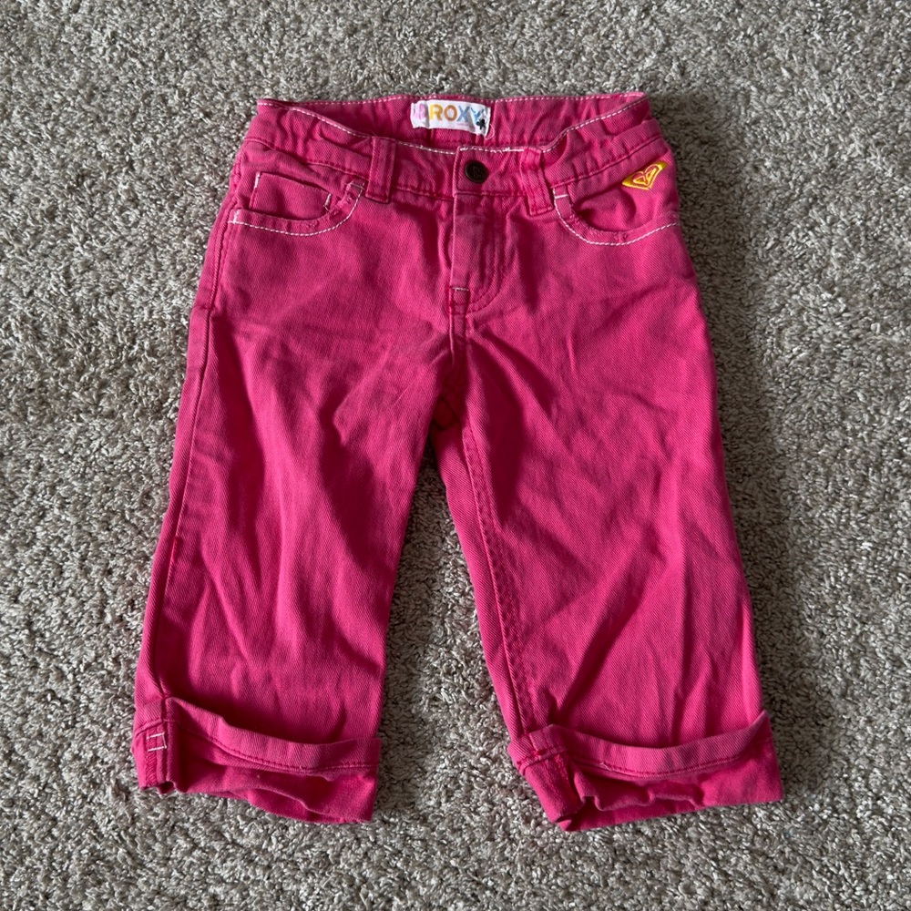 Roxy girls pink cuffed capris size 5